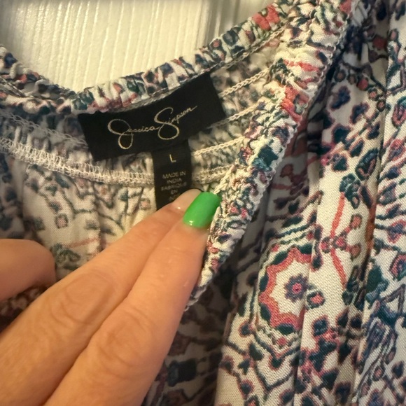 Jessica Simpson Floral Off-Shoulder Romper - Blue and Pink - Picture 6 of 9